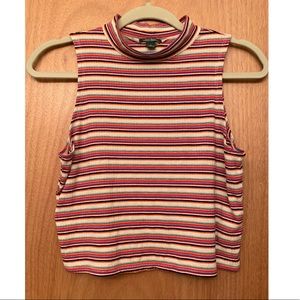 High neck multi colored striped crop top